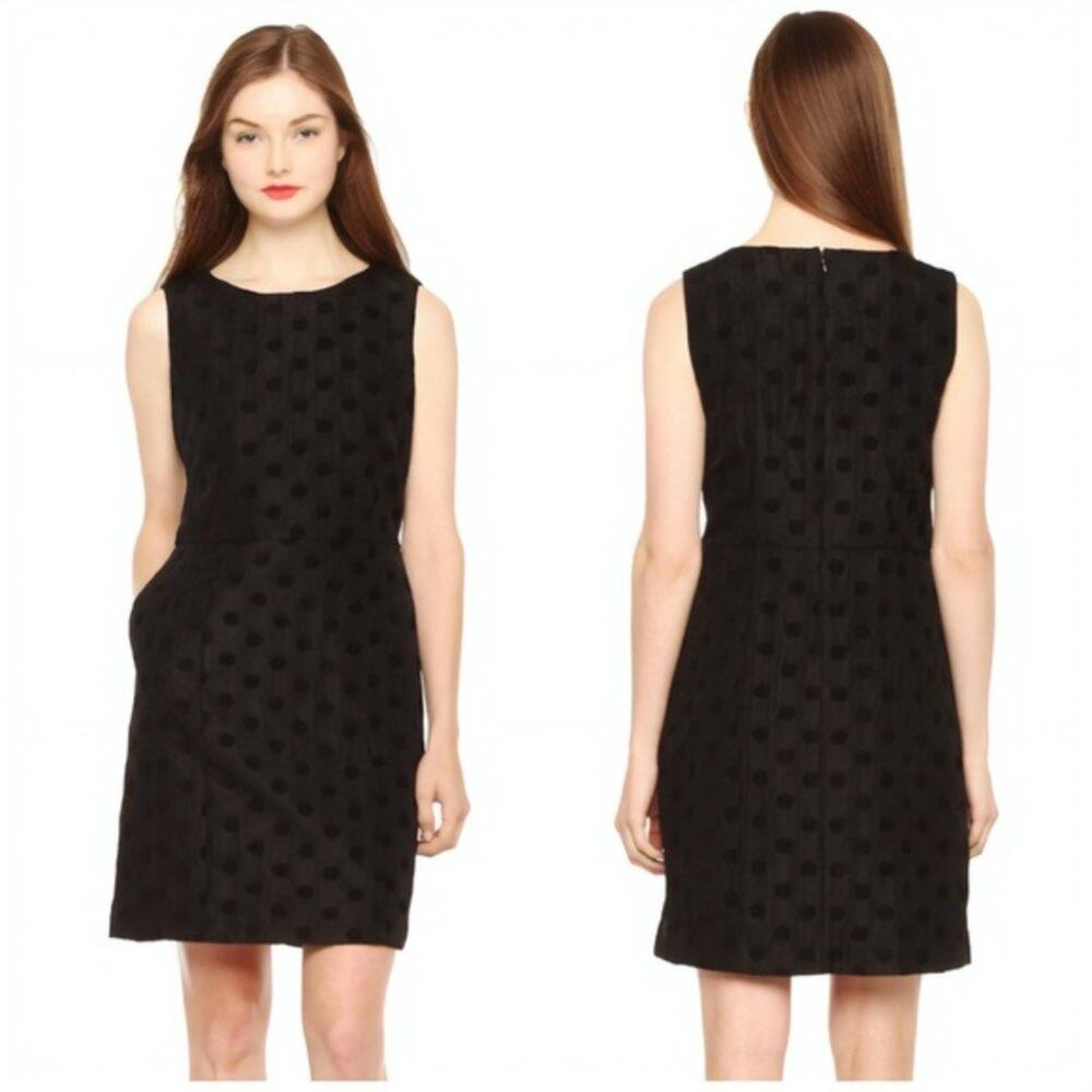 JOE FRESH Dress 4 Black Sleeveless Polka Dot Dress Velvet Sheath